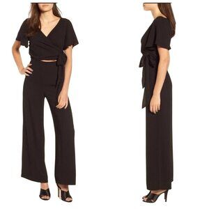 LEITH Black Cutout Short Sleeve Jumpsuit Size Medium NEW NWT
